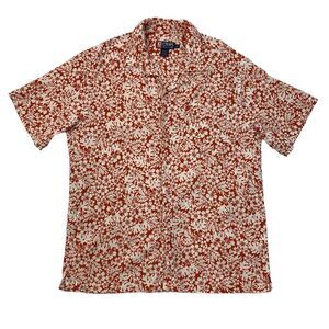 Vintage Chaps Ralph Lauren Shirt Mens L Large Red Floral Hawaiian Short Sleeve